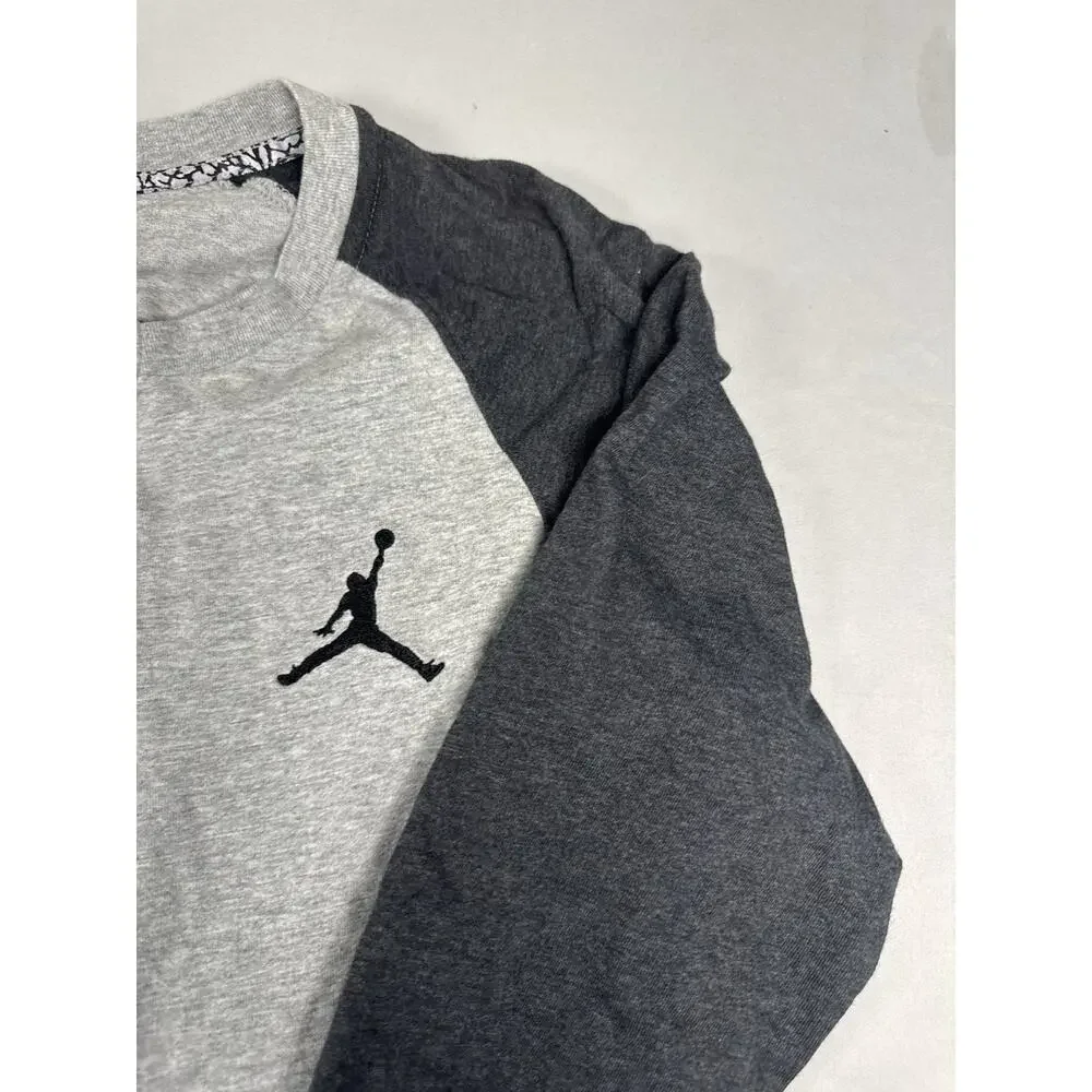 Jordan Long Sleeve Henley Shirt Gray Charcoal Raglan Men’s Size M